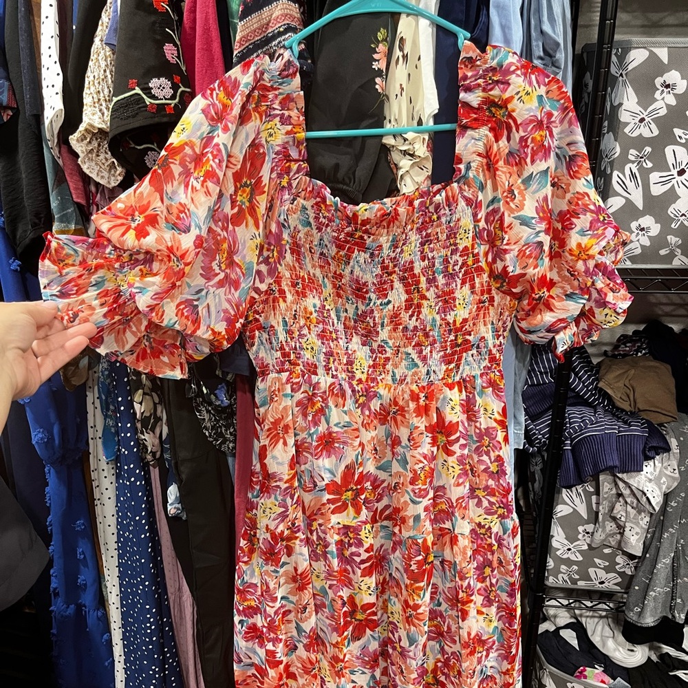 Eesome Multicolor Floral Smocked Dress